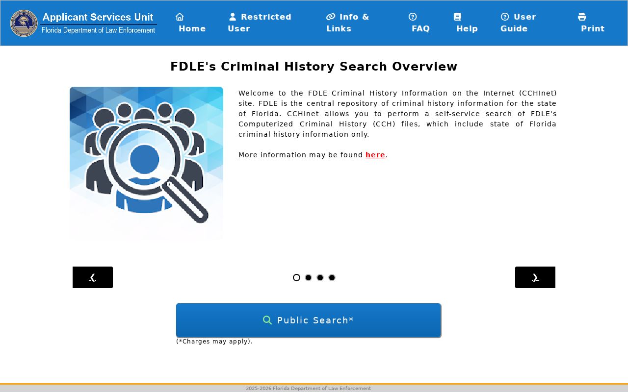 Seminole County criminal history FDLE CCHInet background check