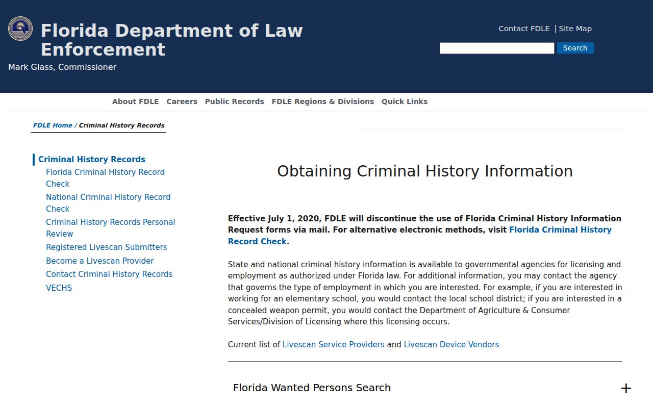 Seminole County criminal court case FDLE records resource